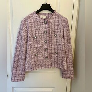 Mango Tweed Purple Jacket with Pockets - Size XL